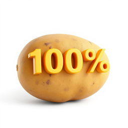 A 3D render of a single realistic potato, highlighting its natural texture and imperfections, set against a pure white background