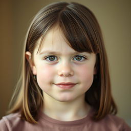 A portrait of a young girl with brown hair, around 12 years old, displaying an uncertain expression