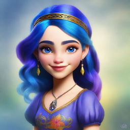 A digital art image of a girl, the descendant of Carlos de Vil and Evie, from the Disney's Descendants universe