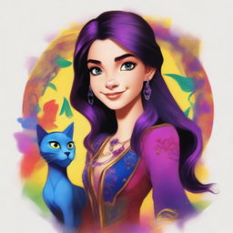 A vibrant digital art image depicts Claudia, the daughter of Carlos de Vil and Evie from Disney's Descendants