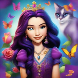 A vibrant digital art image depicts Claudia, the daughter of Carlos de Vil and Evie from Disney's Descendants