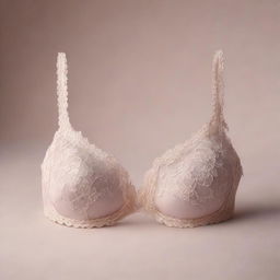 A high-quality, digital art image of a delicate lace bra