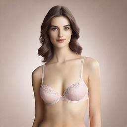 A high-quality, digital art image of a delicate lace bra