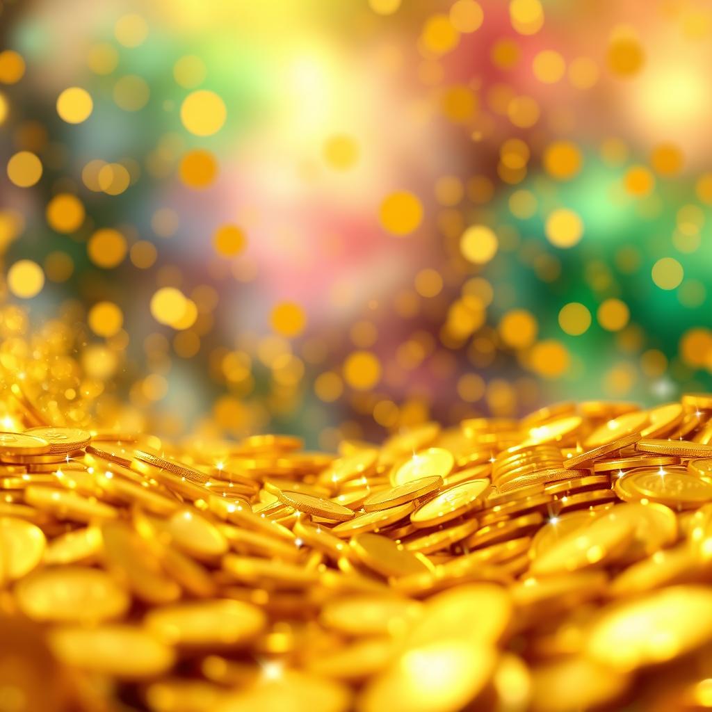 An infinite supply of sparkling golden coins flowing endlessly in a smooth, swirling pattern, with a shimmering effect to enhance their brightness