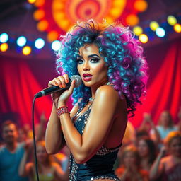 A glamorous and sexy female singer resembling Ice Spice, with striking features and a confident pose