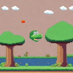 2D side-scrolling game scene featuring Yoshi, the dinosaur from the Mario Bros universe