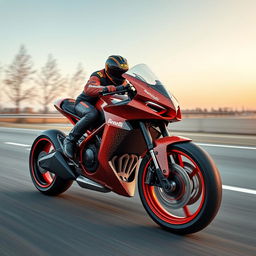 A 3D rendering of a futuristic Benelli racing motorcycle, featuring a unique design with front and side fairings that resemble crocodile skin in carbon