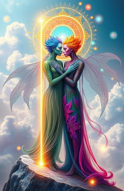A surreal depiction of two ethereal figures, each representing a unique soul, standing at the edge of a glowing border that symbolizes their individual identities
