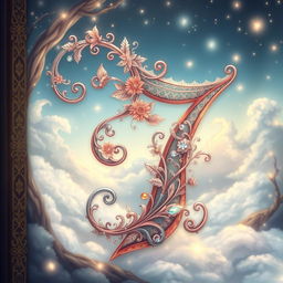 A fantastical number seven beautifully illustrated in an elegant style, resembling a book cover