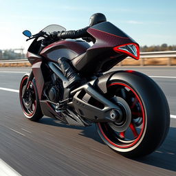 A 3D rendering of a futuristic Boss Hoss racing motorcycle with a massive 5600 cm3 V8 engine, showcasing a unique design