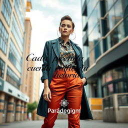 A full-page advertisement for a local fashion magazine showcasing a model in an urban setting