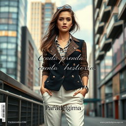 A full-page advertisement for a local fashion magazine showcasing a model in an urban setting
