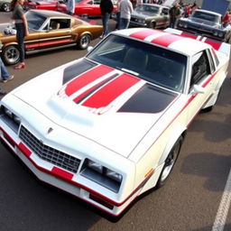 A unique hybrid vehicle design combining elements from a 1986 Chevy Monte Carlo SS and a 1967 Ford Mustang GT500