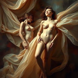 A stunning artistic interpretation of nude figures in an abstract setting