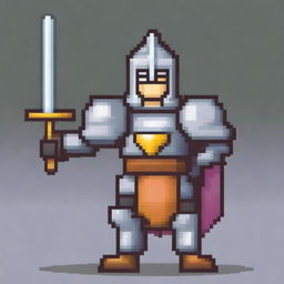 A 500-pixel wide image of a knight, crafted in the style of Disney and pixel art