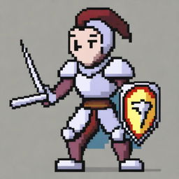 A 500-pixel wide image of a knight, crafted in the style of Disney and pixel art