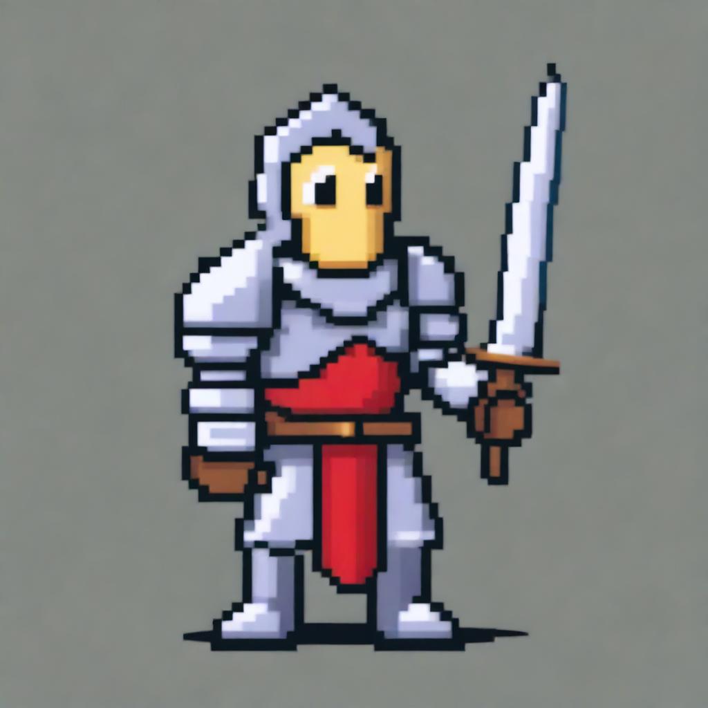 A 500-pixel wide image of a knight, crafted in the style of Disney and pixel art