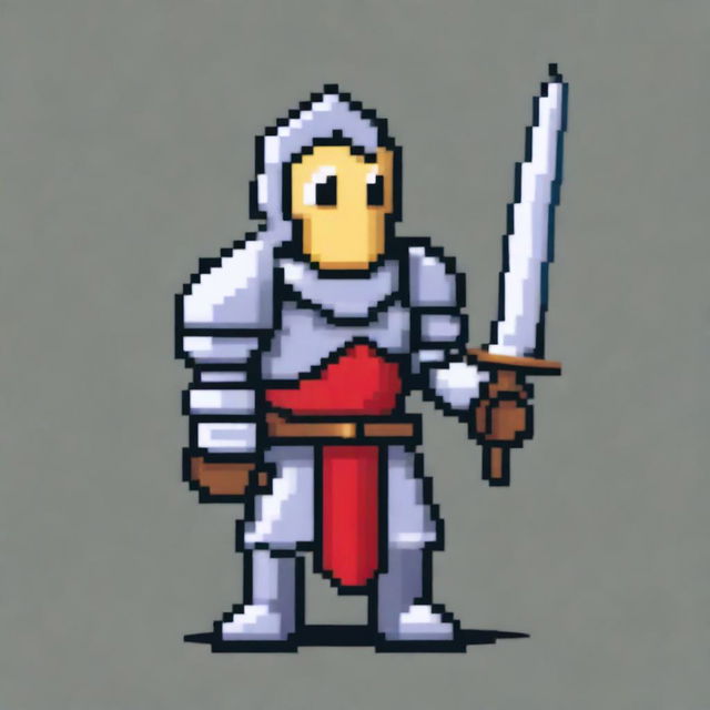 A 500-pixel wide image of a knight, crafted in the style of Disney and pixel art