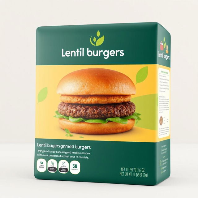 A modern and attractive packaging design for lentil burgers