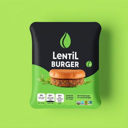 A modern and attractive packaging design for lentil burgers