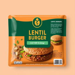 A modern and attractive packaging design for lentil burgers