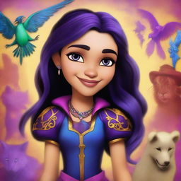 A high-quality digital art image presents Claudia, a girl from Disney's Descendants, who is the daughter of Carlos de Vil and Mal