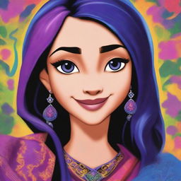 A high-quality digital art image presents Claudia, a girl from Disney's Descendants, who is the daughter of Carlos de Vil and Mal