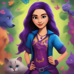 A high-quality digital art image presents Claudia, a girl from Disney's Descendants, who is the daughter of Carlos de Vil and Mal