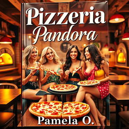 An enticing book cover featuring four young women enjoying pizza in a cozy pizzeria
