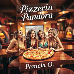 An enticing book cover featuring four young women enjoying pizza in a cozy pizzeria