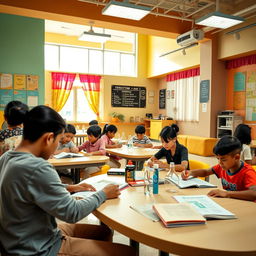 A modern and inviting learning environment showcasing a tutoring center called 'Rafi Math & Science Care'