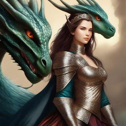 A high-quality digital art image designed for a book cover, depicting a girl who is a dragon queen