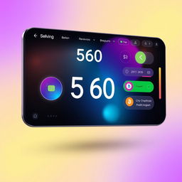 An artistic representation of a digital wallet interface with the current balance prominently displayed as 560