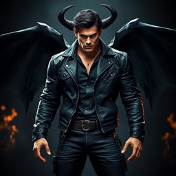 A demon version of a strong, dark-haired man inspired by Dean Winchester from Supernatural