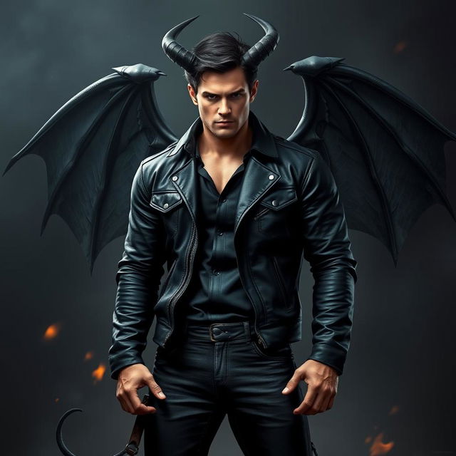 A demon version of a strong, dark-haired man inspired by Dean Winchester from Supernatural