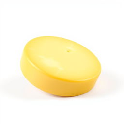 A 3D render of a classic cheese wheel, displayed prominently against a clean white background