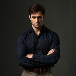 A serious-looking man inspired by the appearance of Richard Speight Jr