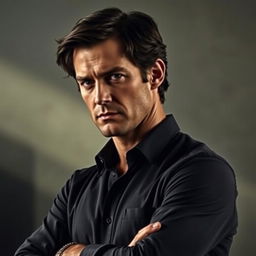 A serious-looking man inspired by the appearance of Richard Speight Jr