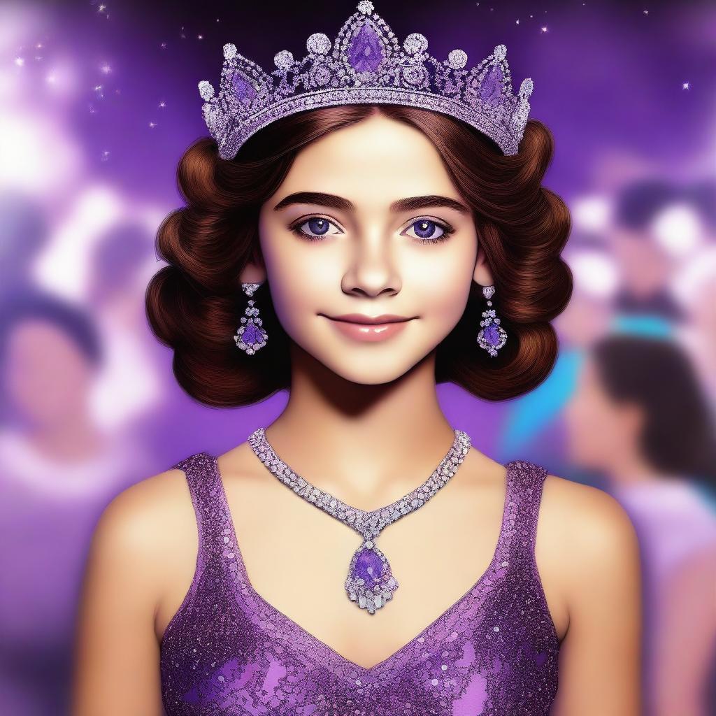 A high-quality digital art image depicts a 14-year-old girl who is a famous actress