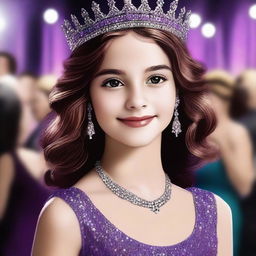 A high-quality digital art image depicts a 14-year-old girl who is a famous actress