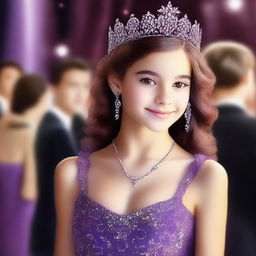 A high-quality digital art image depicts a 14-year-old girl who is a famous actress