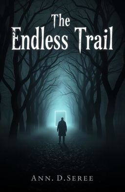 A haunting book cover for a suspenseful thriller titled 'The Endless Trail'