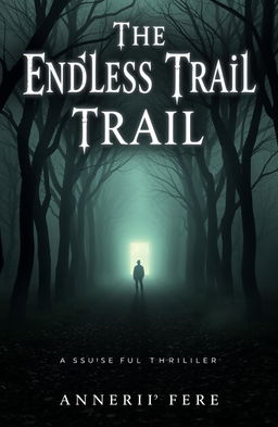 A haunting book cover for a suspenseful thriller titled 'The Endless Trail'