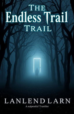 A haunting book cover for a suspenseful thriller titled 'The Endless Trail'