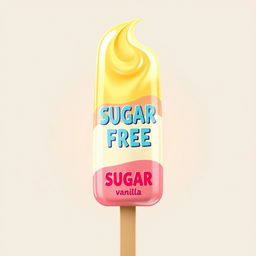 An artistic rendering of a vibrant ice cream popsicle with a smooth, creamy texture, showcasing a variety of colorful flavors like strawberry, vanilla, and mint