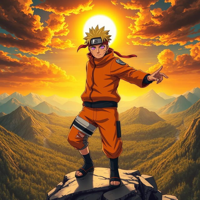 A powerful and epic depiction of Naruto Uzumaki featuring the Rinnegan