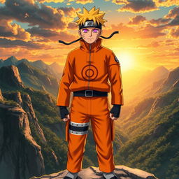 A powerful and epic depiction of Naruto Uzumaki featuring the Rinnegan