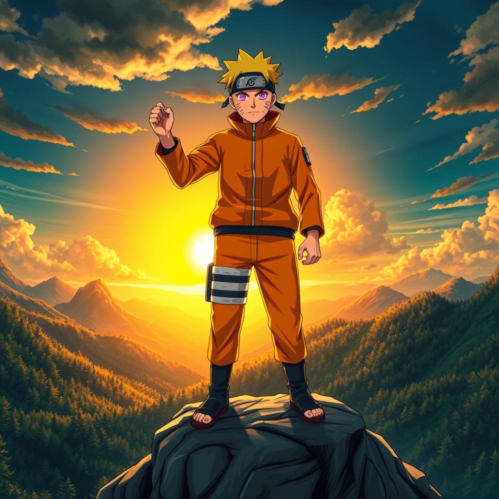 A powerful and epic depiction of Naruto Uzumaki featuring the Rinnegan