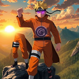 A powerful and epic depiction of Naruto Uzumaki featuring the Rinnegan
