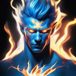 An exquisite digital art portrait of a male fire genasi